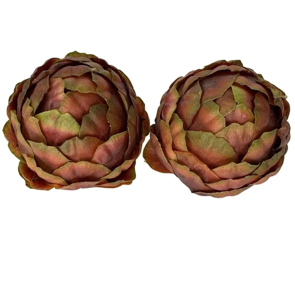 Set of 2 Faux Pink Artichoke Decorative Floral Heads Fall Centerpiece Decor